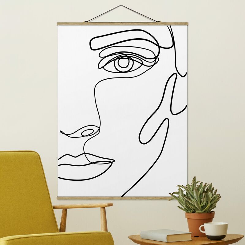 

Imagen de tela - Line Art Portrait Woman Black And White - Alto 4:3 Dimensión LxA: 46.5cm x 35cm