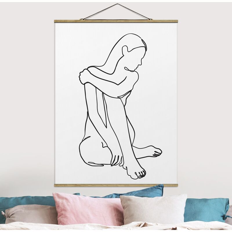 

Imagen de tela - Line Art Woman Nude Black And White - Alto 4:3 Dimensión LxA: 133.5cm x 100cm