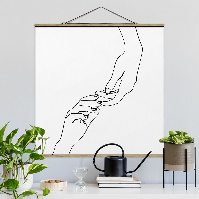 

Imagen de tela - Line Art Hands Touching Black And White - Cuadrado 1:1 Dimensión LxA: 100cm x 100cm