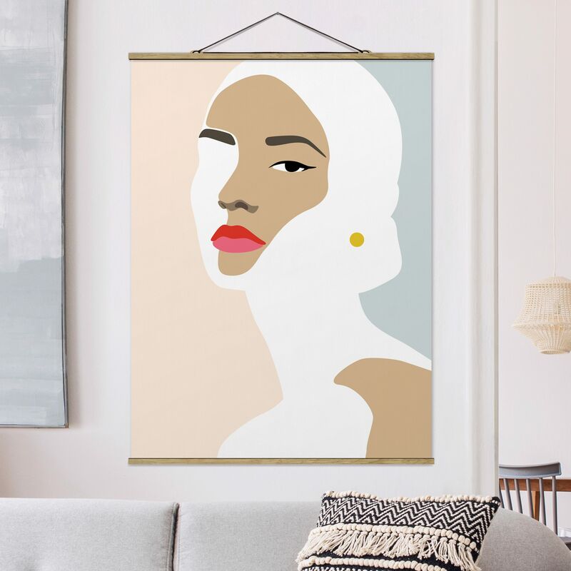 

Imagen de tela - Line Art Portrait Woman Pastel Gray - Alto 4:3 Dimensión LxA: 133.5cm x 100cm