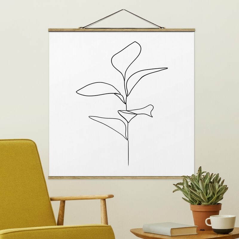 

Imagen de tela - Line Art Plant Leaves Black And White - Cuadrado 1:1 Dimensión LxA: 80cm x 80cm