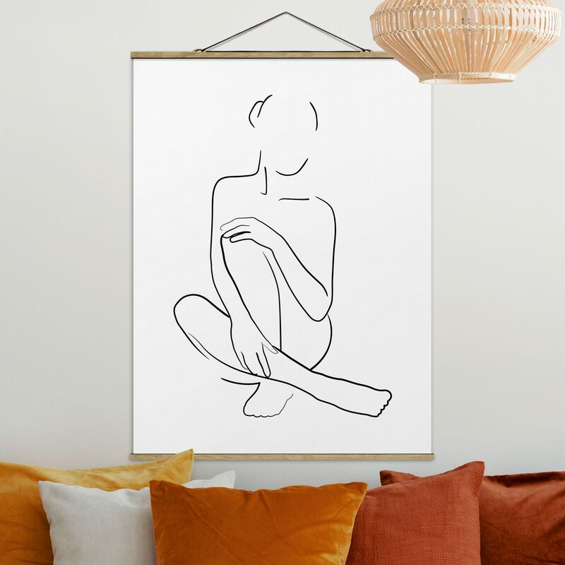 

Imagen de tela - Line Art Woman Sitting Black And White - Alto 4:3 Dimensión LxA: 106.5cm x 80cm
