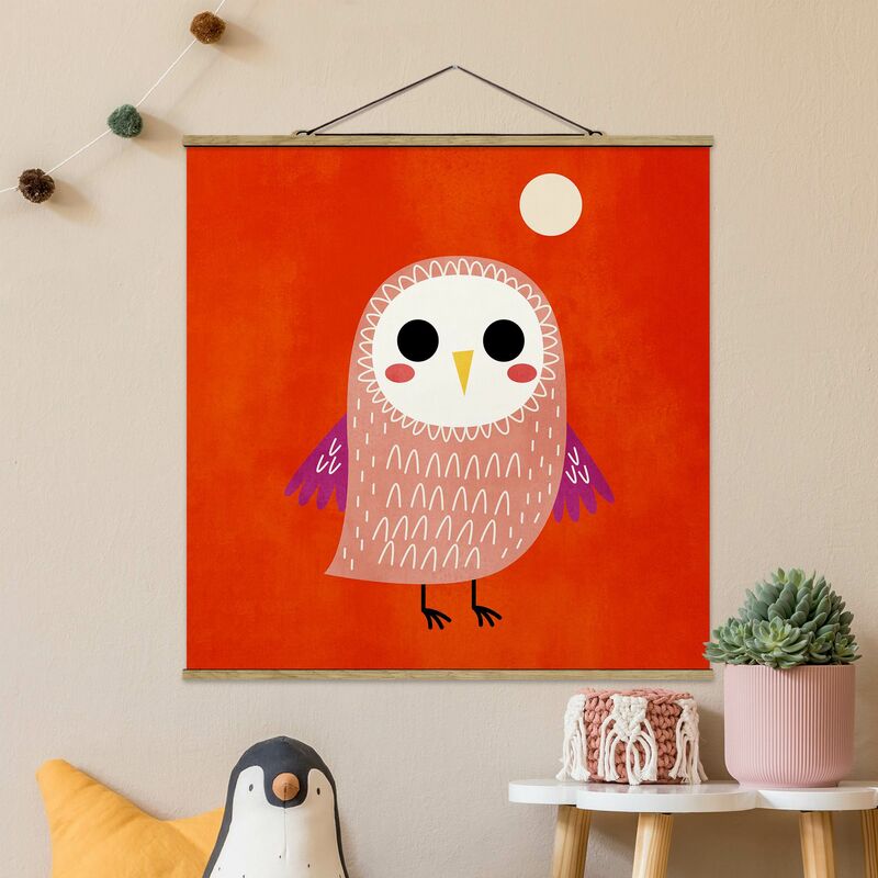 

Imagen de tela - Little Owl At Red Night - Cuadrado 1:1 Dimensión LxA: 35cm x 35cm