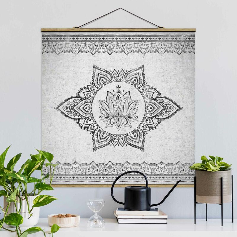 

Imagen de tela - Mandala Lotus Concrete Look - Cuadrado 1:1 Dimensión LxA: 35cm x 35cm