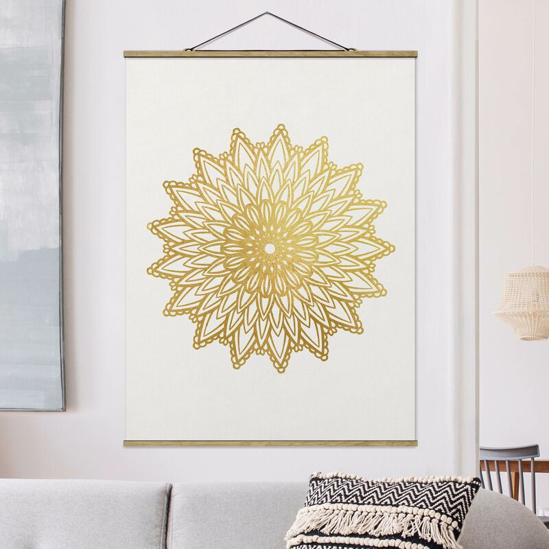 

Imagen de tela - Mandala Sun Illustration White Gold - Alto 4:3 Dimensión LxA: 46.5cm x 35cm