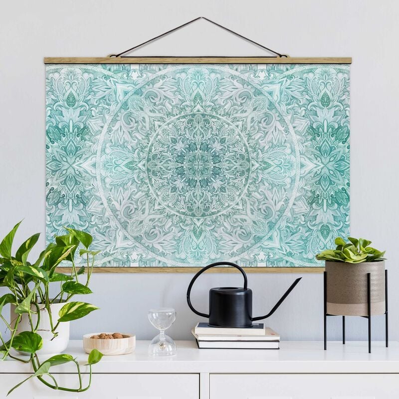 

Imagen de tela - Mandala Watercolor Ornament Pattern Turquoise - Apaisado 2:3 Dimensión LxA: 23.5cm x 35cm