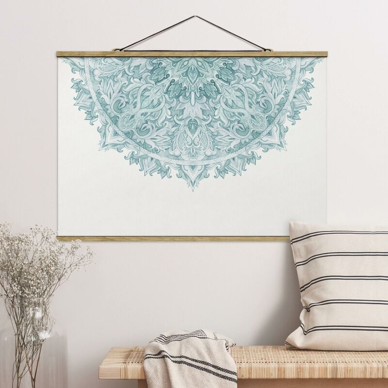 

Imagen de tela - Mandala Watercolor Ornament Semi Turquoise - Apaisado 2:3 Dimensión LxA: 66.5cm x 100cm