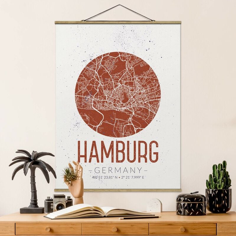 

Imagen de tela - Map Hamburg - Retro - Alto 4:3 Dimensión LxA: 66.4cm x 50cm