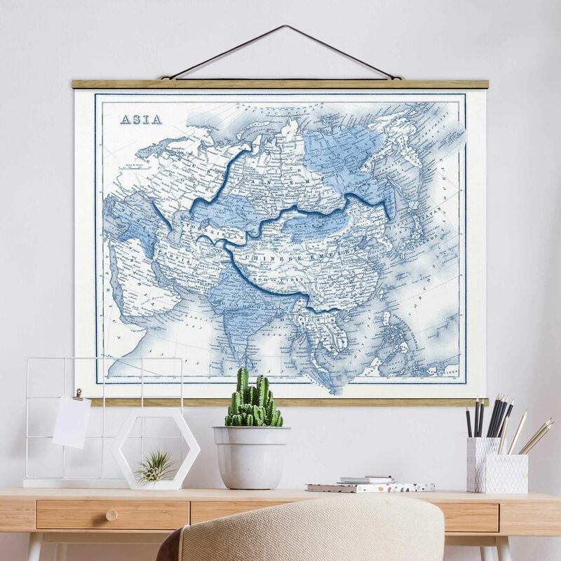

Imagen de tela - Map In Blue Tones - Asia - Apaisado 3:4 Dimensión LxA: 75cm x 100cm