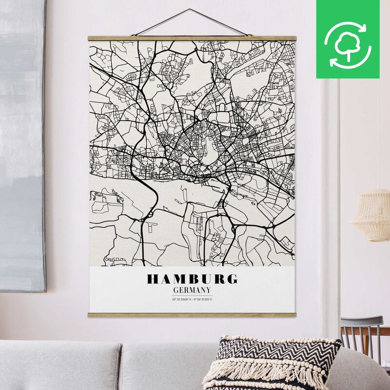 

Imagen de tela - Map Hamburg - Classic - Alto 4:3 Dimensión LxA: 46.5cm x 35cm