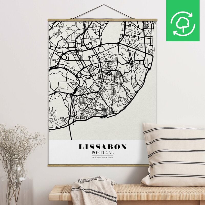 

Imagen de tela - Map Lisbon - Classic - Alto 4:3 Dimensión LxA: 66.4cm x 50cm