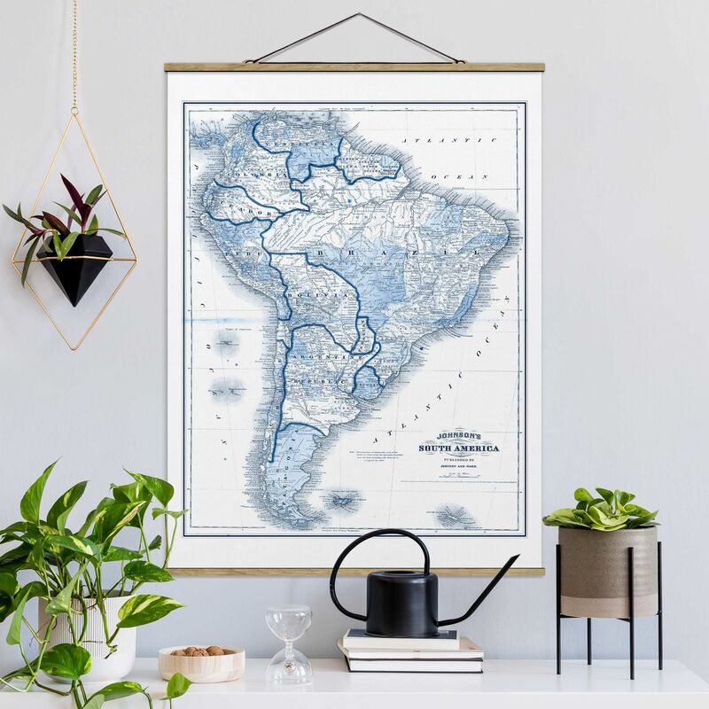 

Imagen de tela - Map In Blue Tones - South America - Alto 4:3 Dimensión LxA: 66.4cm x 50cm