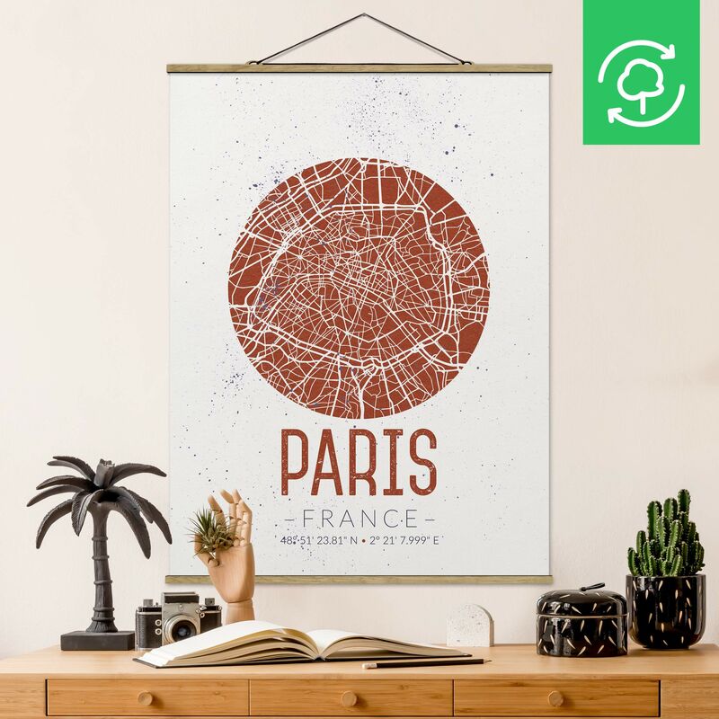 

Imagen de tela - Map Paris - Retro - Alto 4:3 Dimensión LxA: 106.5cm x 80cm