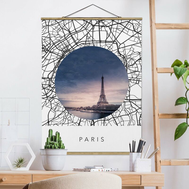 

Imagen de tela - Map Collage Paris - Alto 4:3 Dimensión LxA: 133.5cm x 100cm