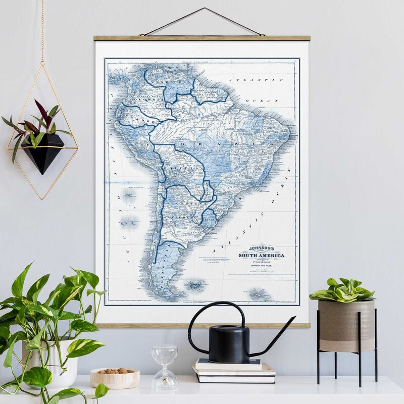 

Imagen de tela - Map In Blue Tones - South America - Alto 4:3 Dimensión LxA: 106.5cm x 80cm