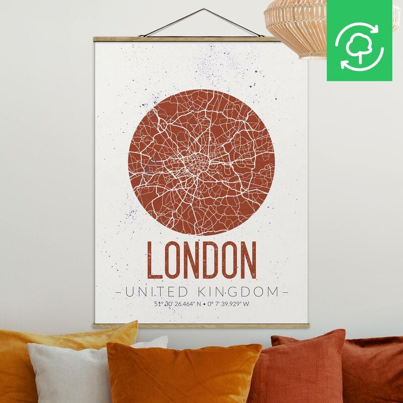 

Imagen de tela - Map London - Retro - Alto 4:3 Dimensión LxA: 133.5cm x 100cm