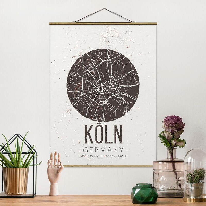

Imagen de tela - Map Cologne - Retro - Alto 4:3 Dimensión LxA: 66.4cm x 50cm