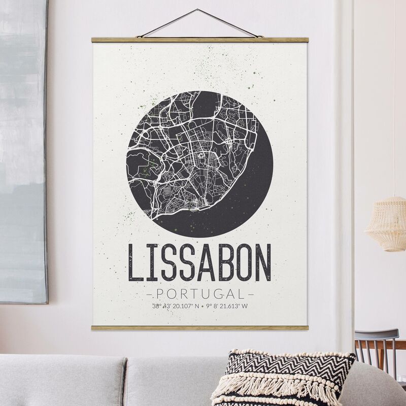 

Imagen de tela - Map Lisbon - Retro - Alto 4:3 Dimensión LxA: 133.5cm x 100cm