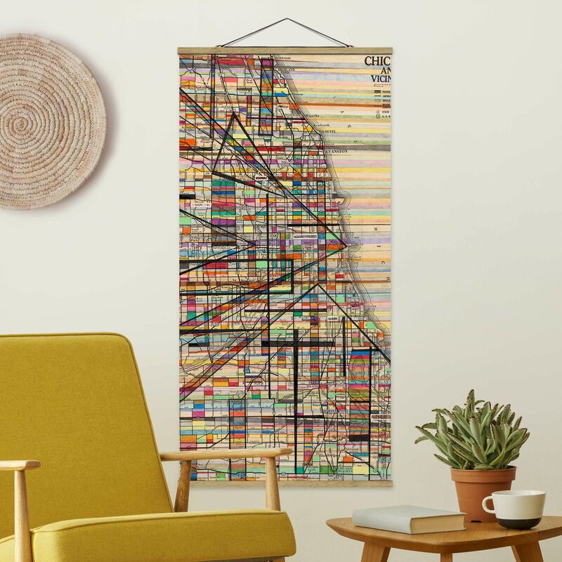 

Imagen de tela - Modern Map Of Chicago - Alto 2:1 Dimensión LxA: 100cm x 50cm