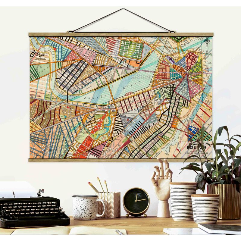 

Imagen de tela - Modern Map Of Boston - Apaisado 2:3 Dimensión LxA: 53.5cm x 80cm