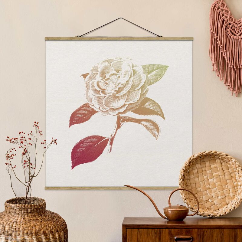 

Imagen de tela - Modern Vintage Botanical Rose Red Green - Cuadrado 1:1 Dimensión LxA: 35cm x 35cm