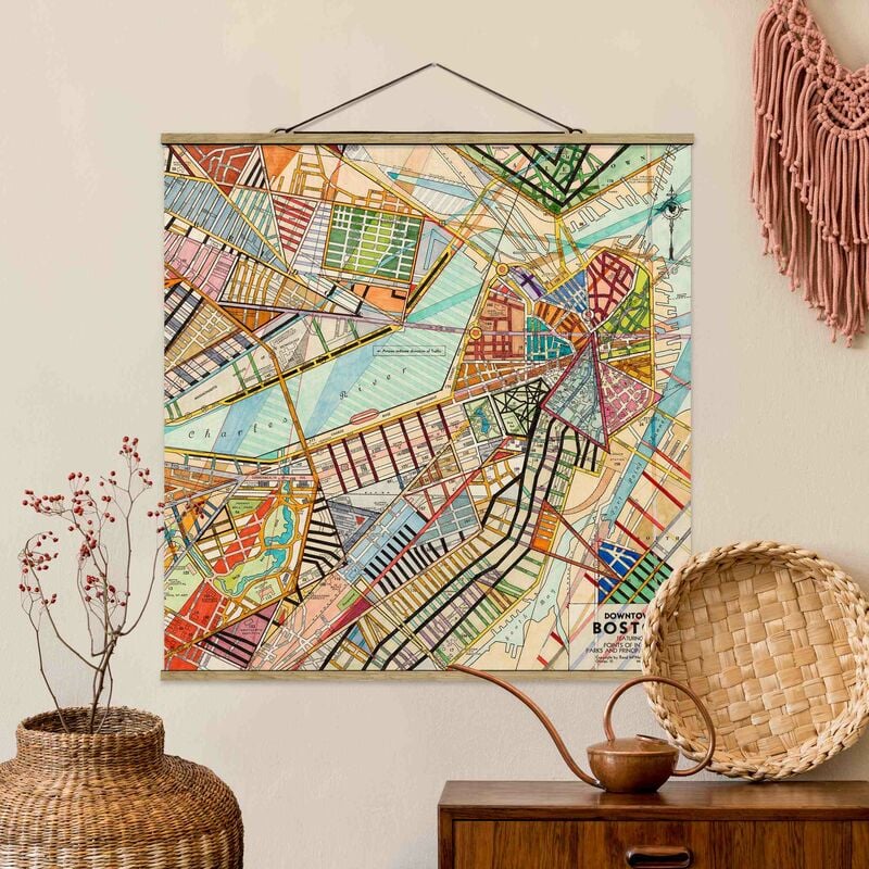

Imagen de tela - Modern Map Of Boston - Cuadrado 1:1 Dimensión LxA: 80cm x 80cm