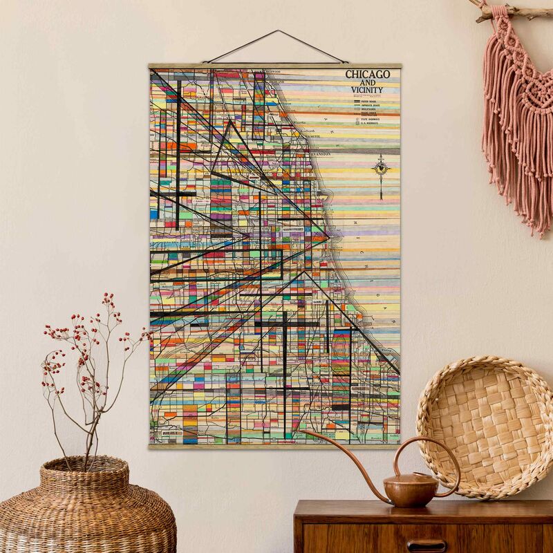 

Imagen de tela - Modern Map Of Chicago - Alto 3:2 Dimensión LxA: 150cm x 100cm
