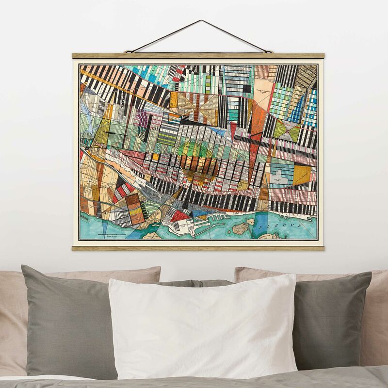 

Imagen de tela - Modern Map Of Montreal - Apaisado 3:4 Dimensión LxA: 75cm x 100cm
