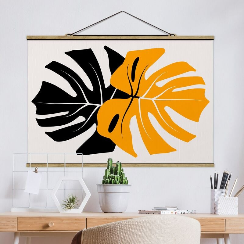 

Imagen de tela - Monstera Black Yellow - Apaisado 2:3 Dimensión LxA: 23.5cm x 35cm