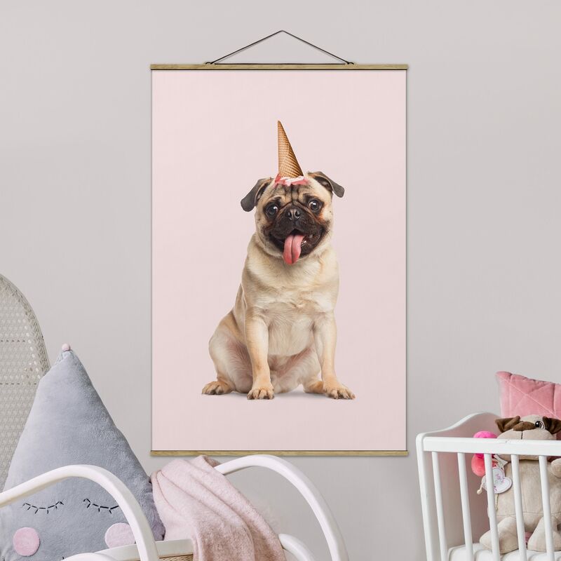 

Imagen de tela - Mops With Ice Cream Cone - Alto 3:2 Dimensión LxA: 150cm x 100cm