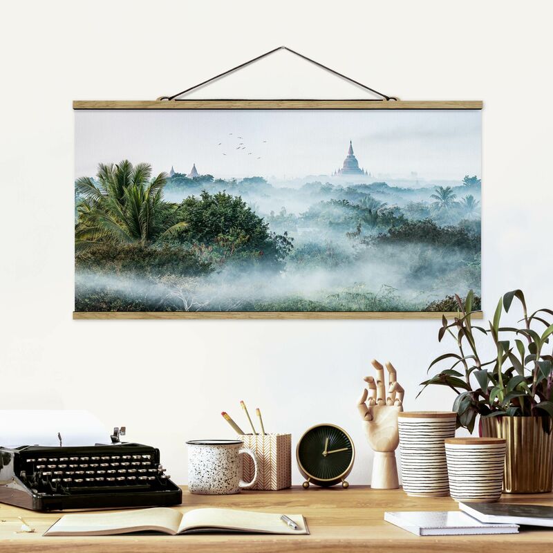 

Imagen de tela - Morning Fog Over The Jungle Of Bagan - Apaisado 1:2 Dimensión LxA: 40cm x 80cm