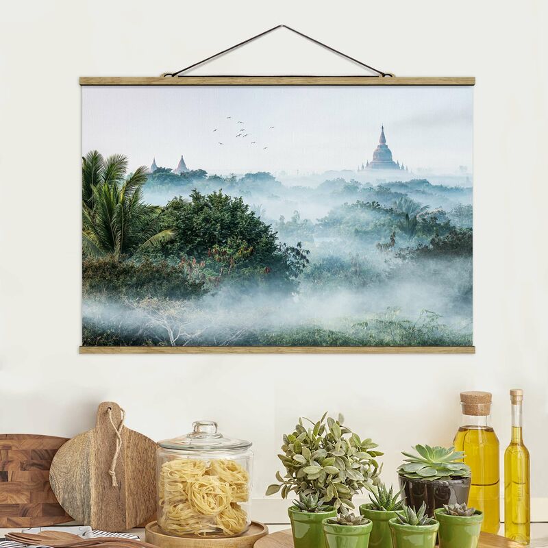 

Imagen de tela - Morning Fog Over The Jungle Of Bagan - Apaisado 2:3 Dimensión LxA: 23.5cm x 35cm