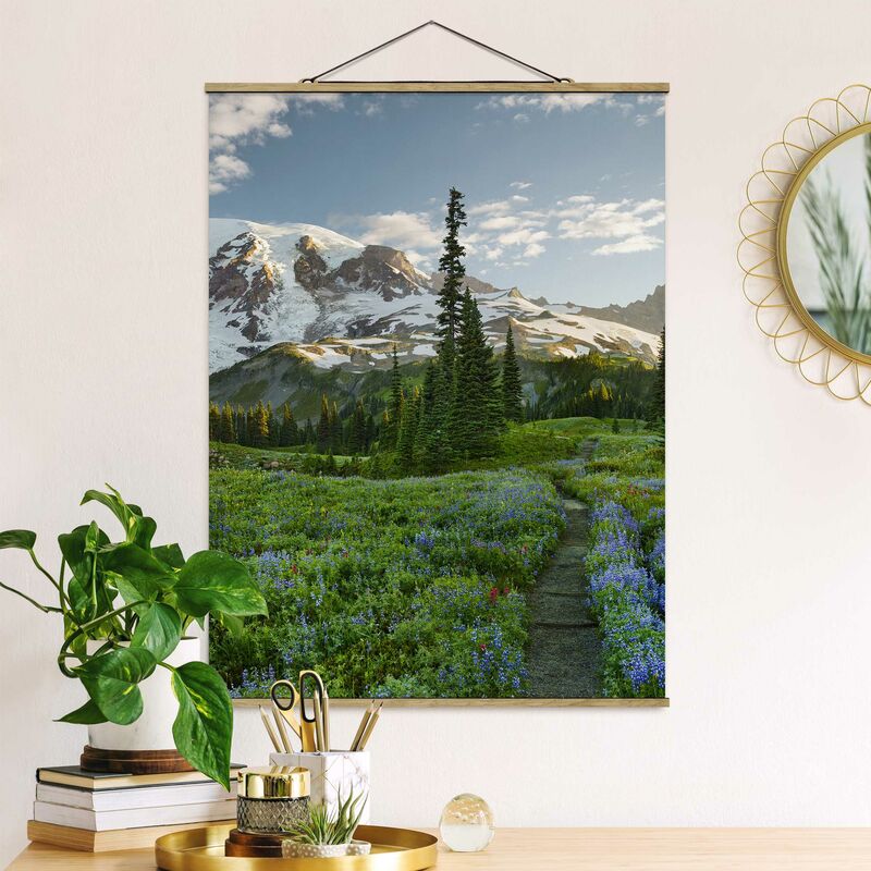 

Imagen de tela - Mountain View Meadow Path - Alto 4:3 Dimensión LxA: 133.5cm x 100cm