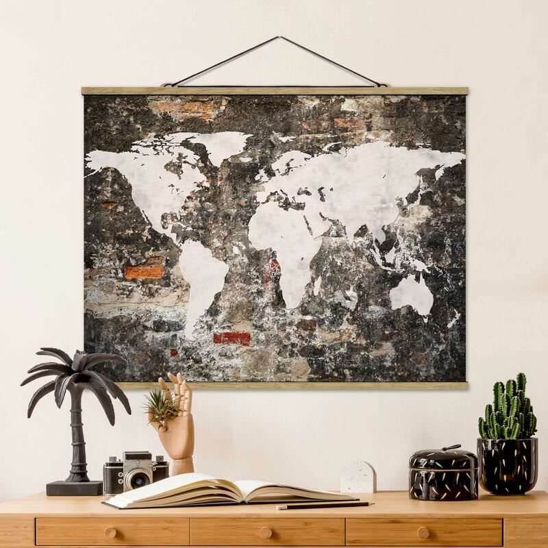 

Imagen de tela - Old Wall World Map - Apaisado 3:4 Dimensión LxA: 75cm x 100cm