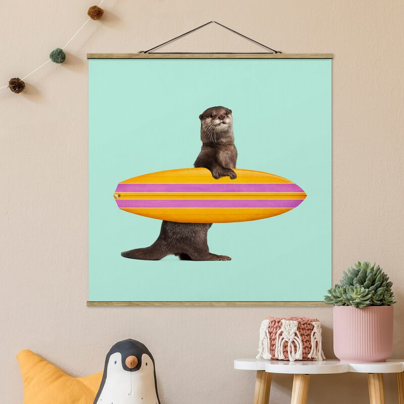 

Imagen de tela - Otter With Surfboard - Cuadrado 1:1 Dimensión LxA: 80cm x 80cm
