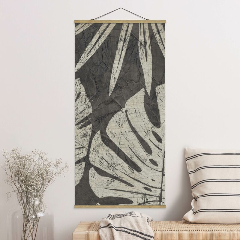 

Imagen de tela - Palm Leaves Against A Dark Gray - Alto 2:1 Dimensión LxA: 100cm x 50cm