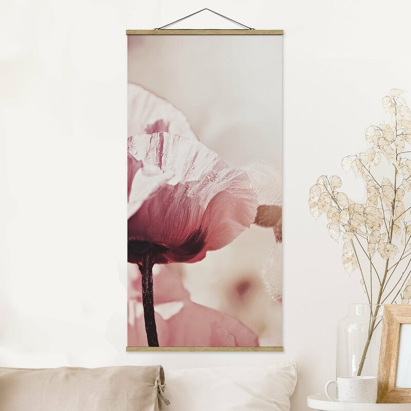 

Imagen de tela - Pale Pink Poppy Flower With Water Drops - Alto 2:1 Dimensión LxA: 70cm x 35cm