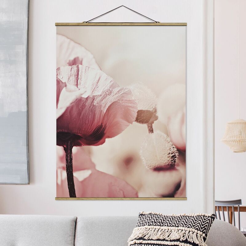 

Imagen de tela - Pale Pink Poppy Flower With Water Drops - Alto 4:3 Dimensión LxA: 106.5cm x 80cm