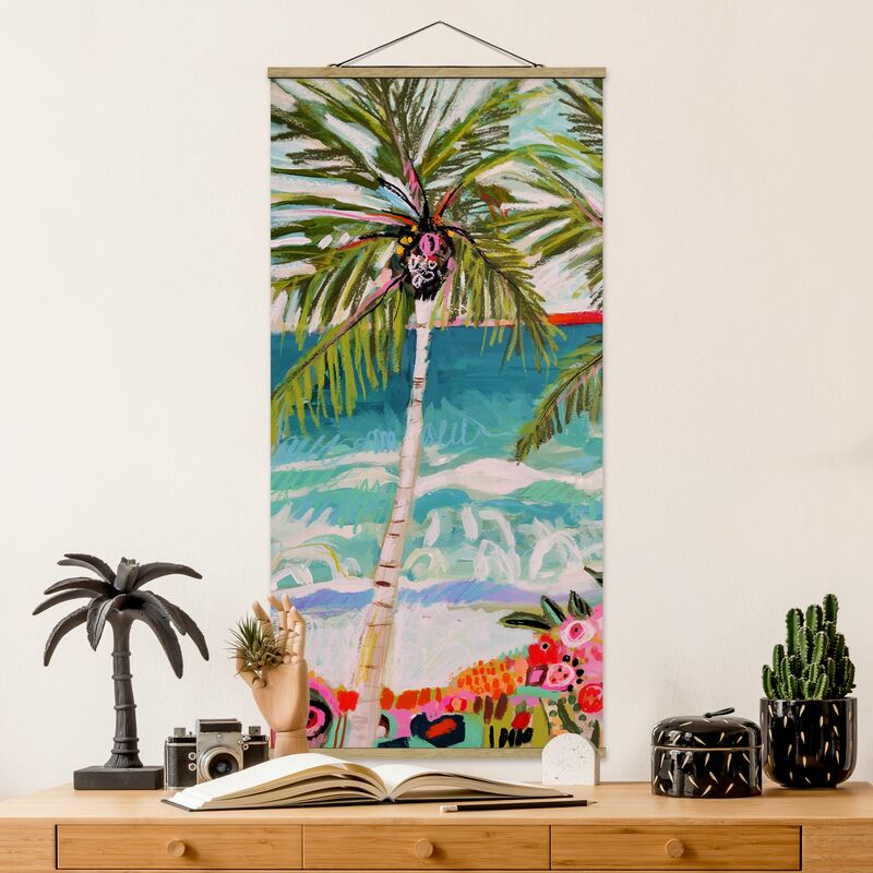 

Imagen de tela - Palm Tree With Pink Flowers I - Alto 2:1 Dimensión LxA: 100cm x 50cm