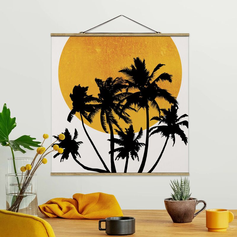 

Imagen de tela - Palm Trees In Front Of Golden Sun - Cuadrado 1:1 Dimensión LxA: 100cm x 100cm