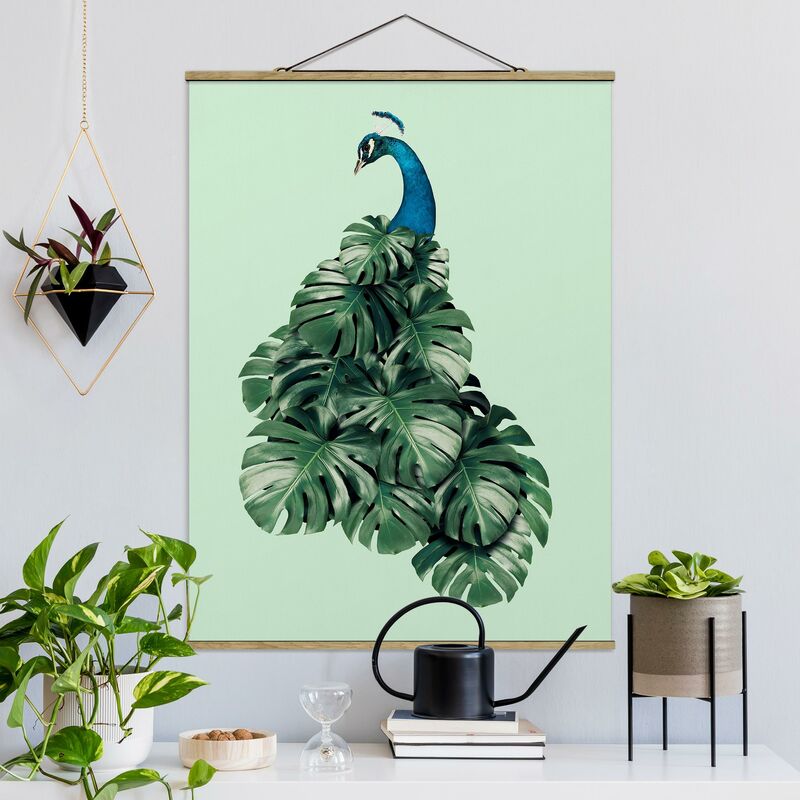 

Imagen de tela - Peacock With Monstera Leaves - Alto 4:3 Dimensión LxA: 66.4cm x 50cm