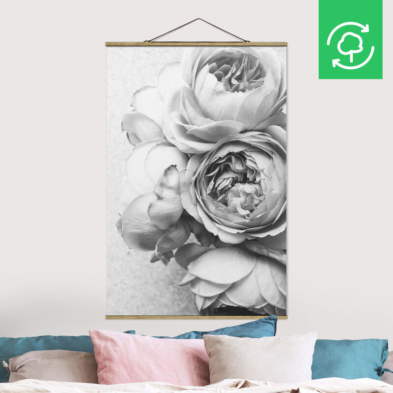

Bilderwelten - Imagen de tela - Peony Blossoms Black And White - Alto 3:2 Dimensión LxA: 52.5cm x 35cm