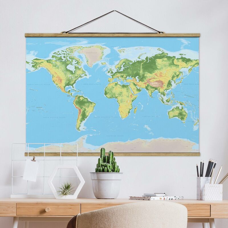 

Imagen de tela - Physical World Map - Apaisado 2:3 Dimensión LxA: 23.5cm x 35cm