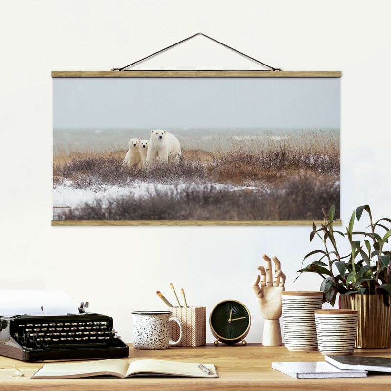 

Imagen de tela - Polar Bear And Her Cubs - Apaisado 1:2 Dimensión LxA: 40cm x 80cm