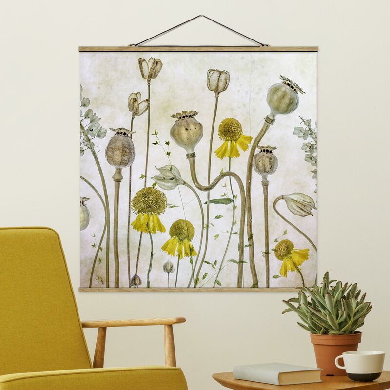 

Imagen de tela - Poppy And Helenium - Cuadrado 1:1 Dimensión LxA: 50cm x 50cm