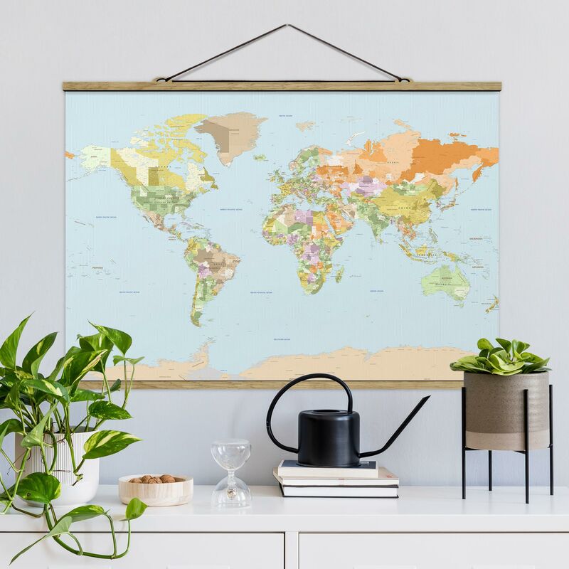 

Imagen de tela - Political World Map - Apaisado 2:3 Dimensión LxA: 66.5cm x 100cm