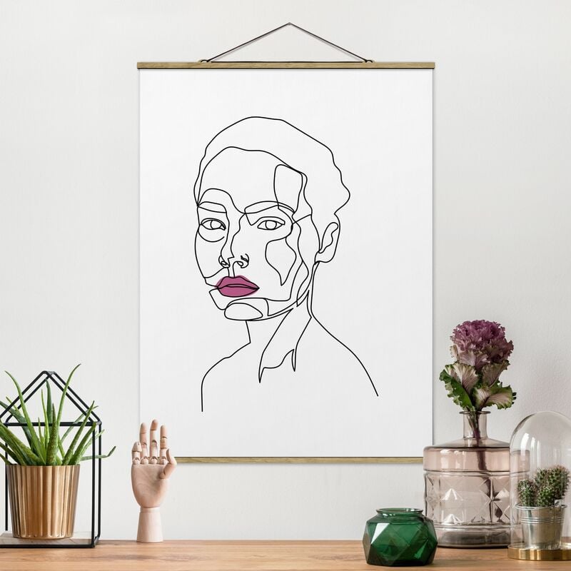 

Imagen de tela - Portrait Woman Line Art - Alto 4:3 Dimensión LxA: 66.4cm x 50cm