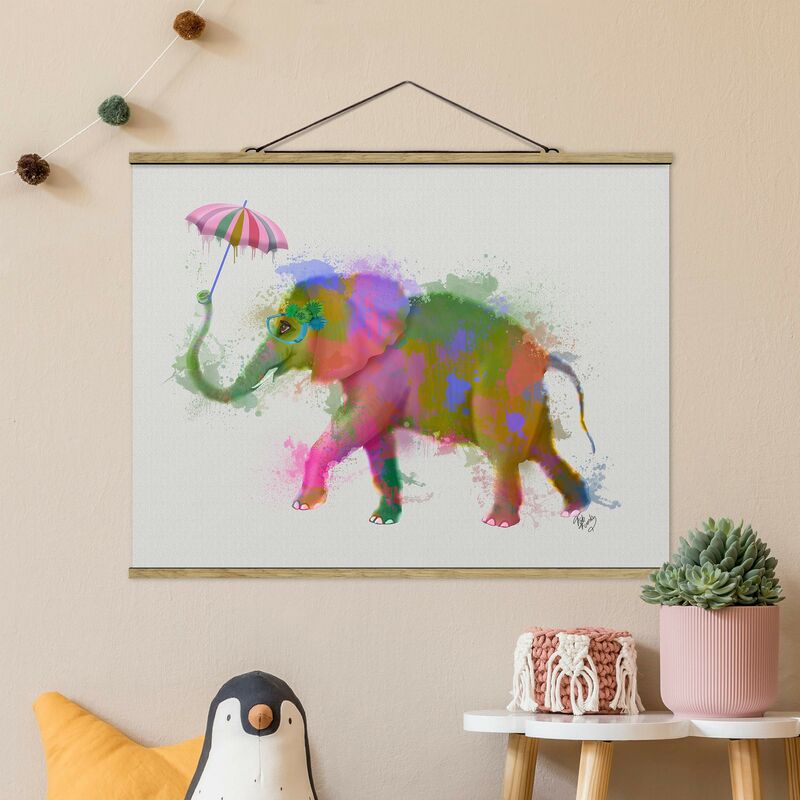 

Imagen de tela - Rainbow Splash Elephant - Apaisado 3:4 Dimensión LxA: 37.5cm x 50cm