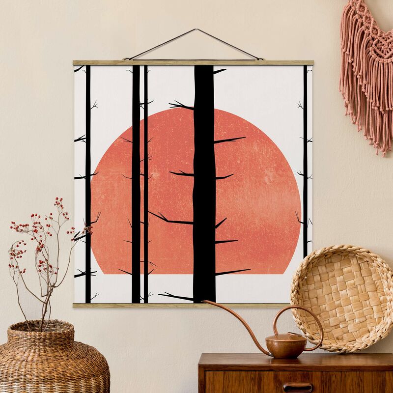 

Imagen de tela - Red Sun In The Enchanted Forest - Cuadrado 1:1 Dimensión LxA: 100cm x 100cm