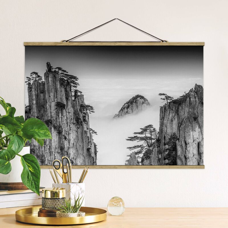 

Imagen de tela - Rocks In Fog In Black And White - Apaisado 2:3 Dimensión LxA: 23.5cm x 35cm